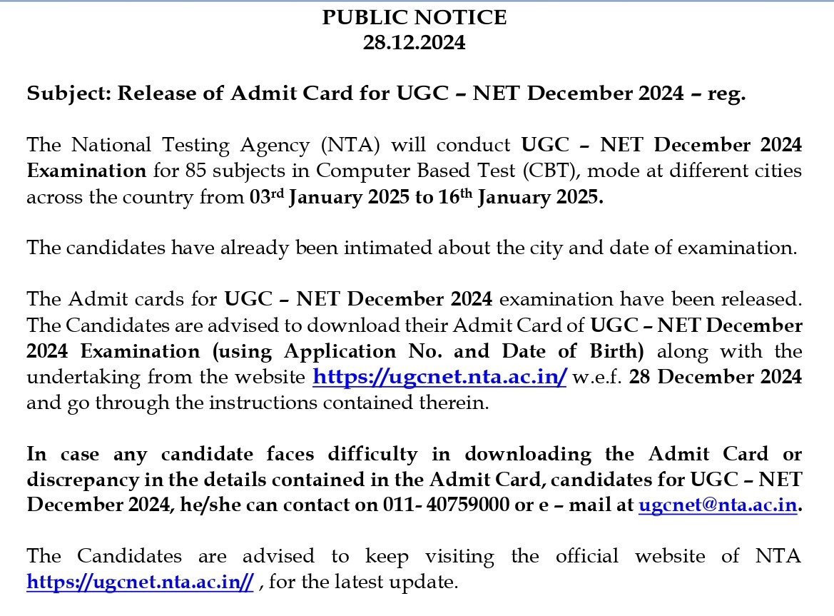  UGC NET exam schedule